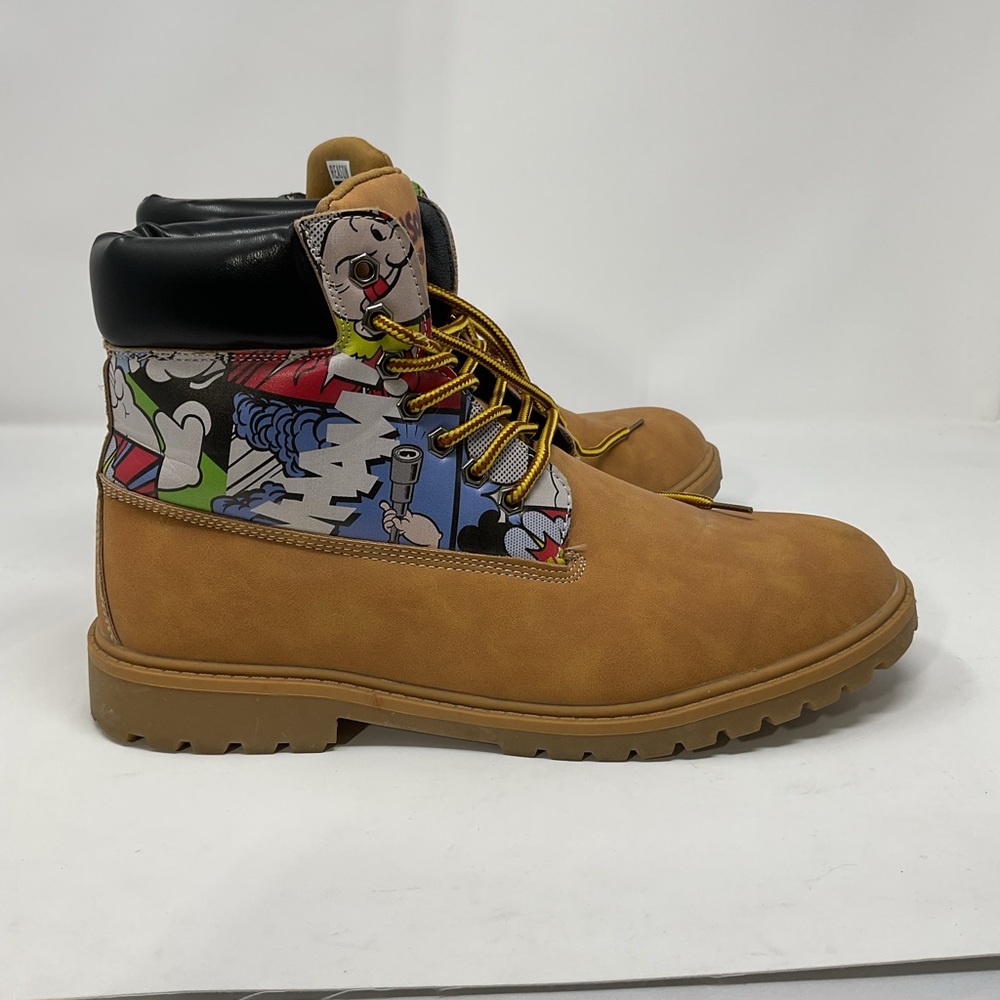 Like new Reason x Popeye Collaboration Tan Graphic Men's Boots sz 10.5 (VJSMDO) - Picture 2 of 6